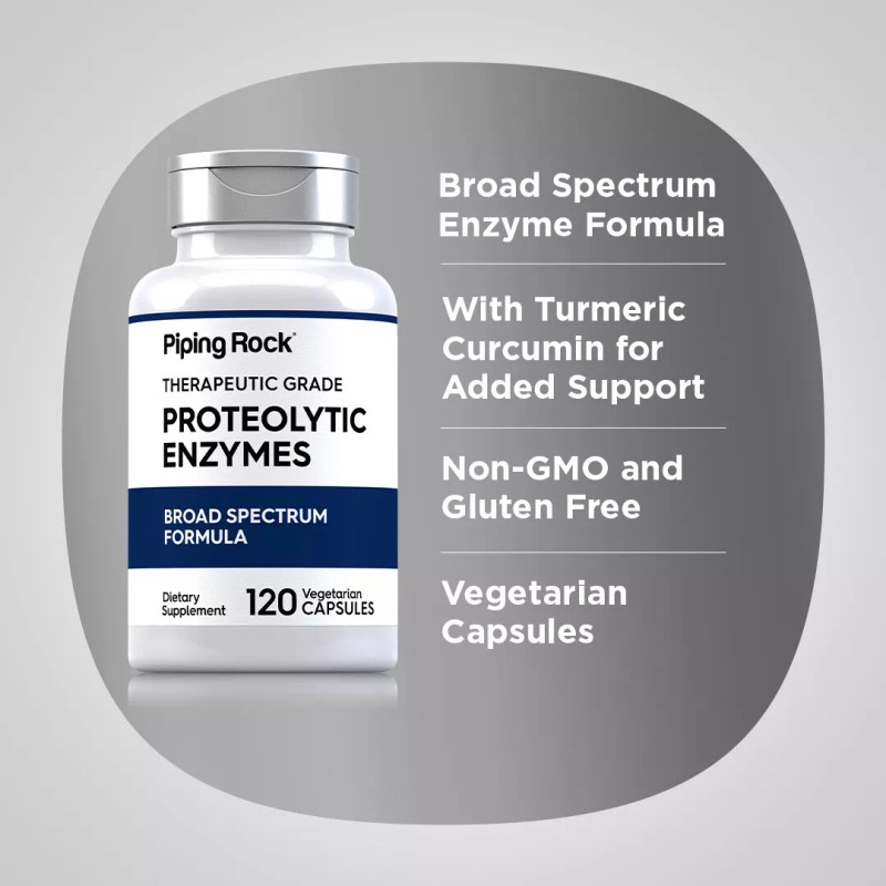 Piping Rock Proteolytic Enzymes | 120 Capsules | Non-GMO, Gluten
