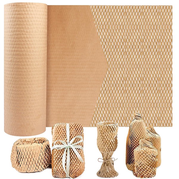 YIJUHOU Honeycomb Packing Paper Wrap: 15"x200' Packing Paper Substitute Alternative