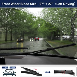 X AUTOHAUX 1 Pair 27" 27" Coating Silicone Front Windshield Wiper Blade Replacement Pair Set for Ford Fusion for Ford Mondeo 2012-2022 Pinch-Tab Not J/U Hook