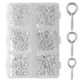 Giantree 400 Pcs Small Screw Eye Needles, Eye Hook Screws, 3 Sizes of Mini Eyelet Screws, Beading Accessories, Eyelet Needle Hooks are Ideal for Jewelry Making Crafts DIY Making (Silver)