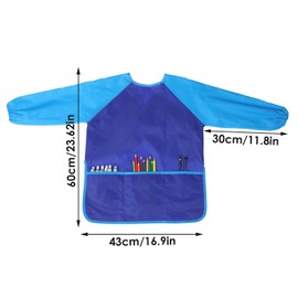 Yolev 2Pcs Kids Art Smock 2Pcs Children Paint Apron Waterproof Toddler Painting Smocks Long Sleeve Drawing Apron with 3 Pockets for Ages 3-8 Years (Brushes not included)(Red+Blue)