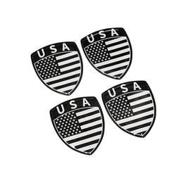 PTDecals 4 Pieces 40 x 50 mm Soft Flexible Epoxy USA Flag Emblem Sticker US Sticker for Vehicle Car Motorcycle Helmet Home Decoration (Black White)