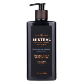 Mistral Cedarwood Marine Body Lotion for Men | Moisture-Rich Body Cream | Fast-Absorbing Men’s Lotion with Shea Oil & Squalane | Natural & Paraben-Free | Masculine Scent – 13.5 fl oz