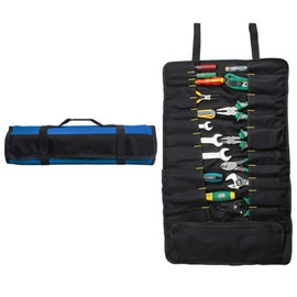 Tools 22 Pocket Tool Roll Organizer - Wrench Organizer & Tool Pouch - Wrench Roll Includes Pouches for 10 Sockets - Roll Up Tool Bag for Electrician HVAC Plumber Carpenter or Mechanic