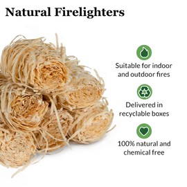 Natural Firelighters. 100% British and Sustainable. Plastic Free Packaging. (30 Firelighters)