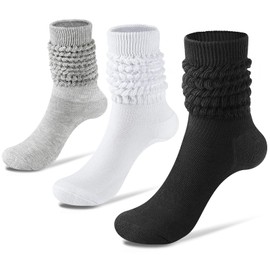 TRIITECH 3 Pairs Slouch Socks Women, Scrunchy Socks for Women Knee High Scrunch Socks Size 5-11