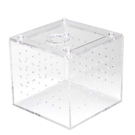 Acrylic Reptile Breeding Box Transparent Live Food Storage Viewing Box for Spider Crickets Snails Hermit Crabs Tarantulas Geckos 3.9x3.9x3.5inch