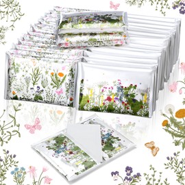 Fourluoo 50 Pack Summer Floral Pocket Tissues Individual Packs Wildflower Wallet Tissue Travel Bulk 3 Ply Flower Facial Pocket Packets for Summer Wedding Birthday Party Supplies