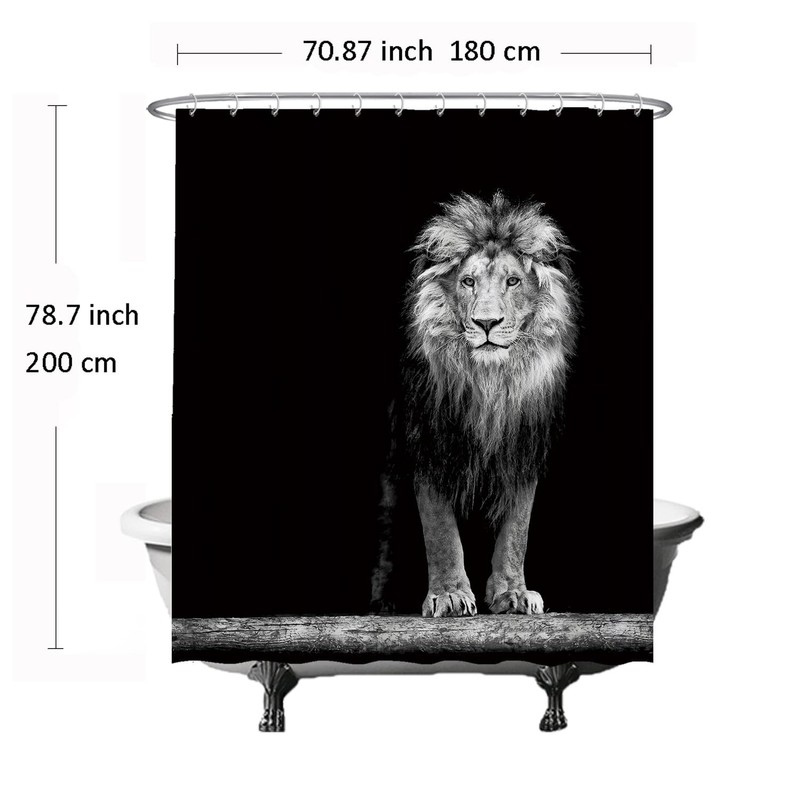 Ulticool Shower Curtain - Lion Head Nature Animals - 180