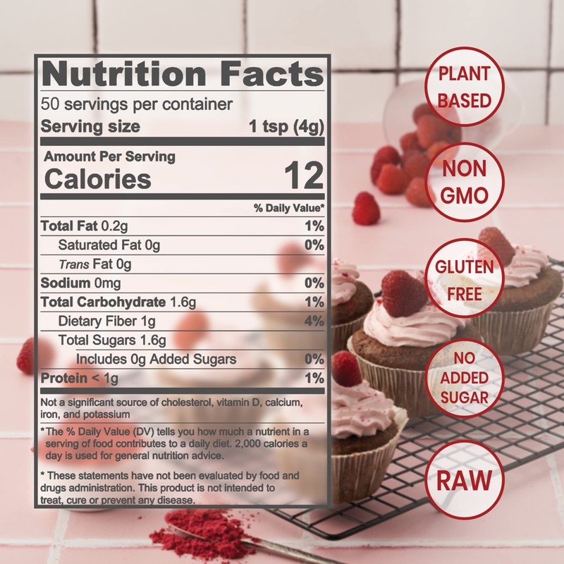 Jungle Powders Freeze Dried Raspberry Powder 7 Ounce Bag, Powdered