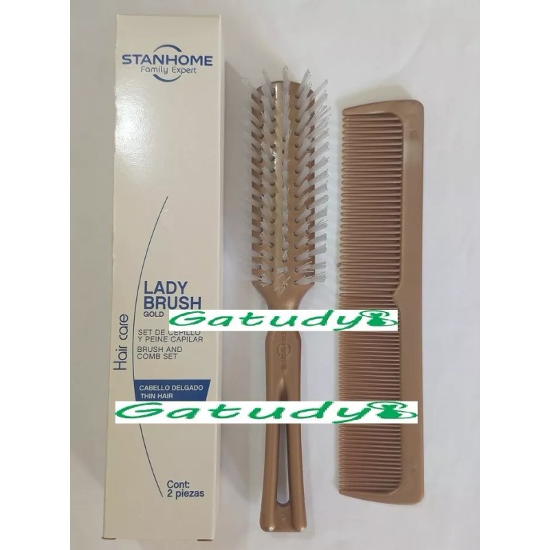 Stanhome Set De Cepillo Y Peine Capilar Color Dorado Stanhome