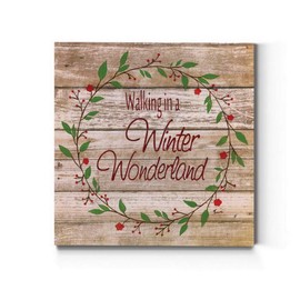 Christmas, Canvas Wall Art, Holiday Décor, Angel, Bells, Christmas Tree, Ginger Bread, Egg Nog, Snow Man, Santa, Reindeer -Winter Wreath-10X10