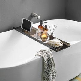 Bathtub Caddy Tray for Luxury Bathroom Bath tub Table Caddy Tray Shelf for Shower with Gold Handles fits All bathtubs