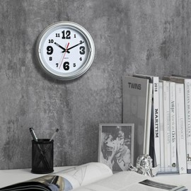 WANGIRO 8 Inch Silver Wall Clock Silent Movement 8 Inch Wall Clock Easy to Read Battery-Powered Clock Suitable for Living Rooms Offices Ideal for Home Office and Gift Giving