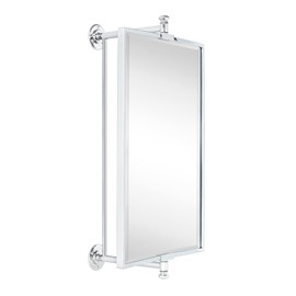 TEHOME Chrome Beveled Rectangle Pivot-N-View Bathroom Vanity Mirror Rotating Square Corner Tilting Mirror Corner Vanity, 14 x 22''