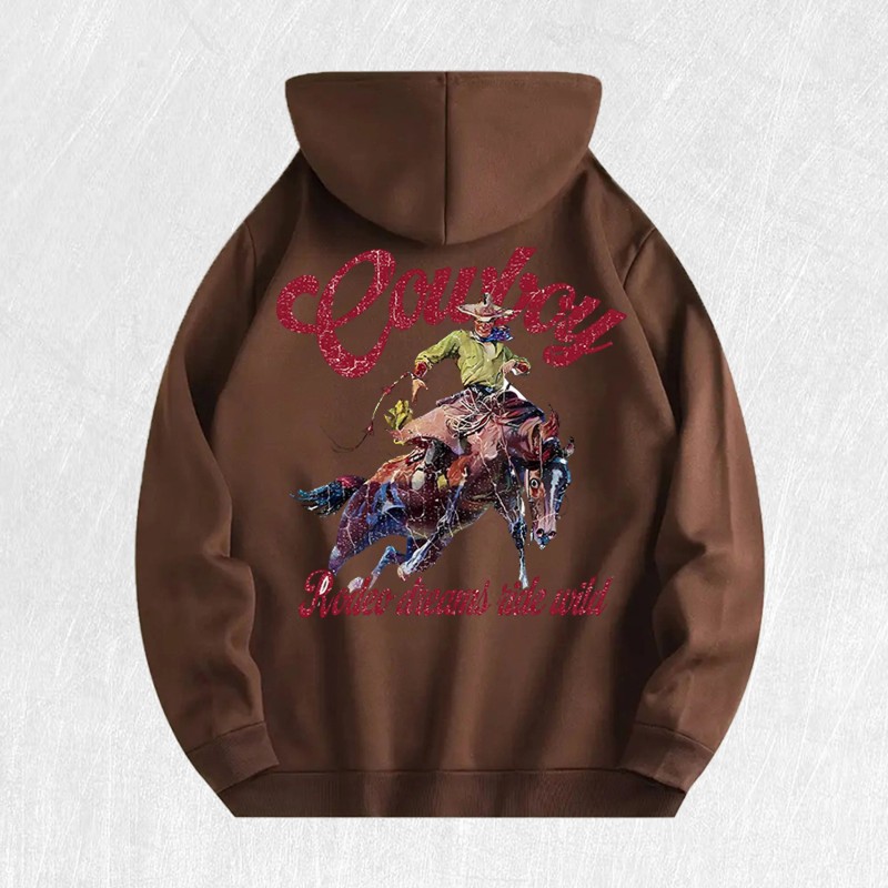 Cowboy Rodeo Graphic Hoodie 100% Cotton US Warehouse 6 ColorsColor: