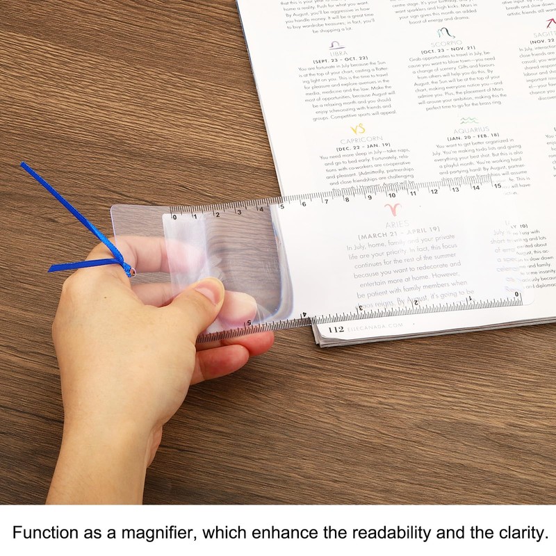PATIKIL Bookmark Magnifier with 6 Inch Ruler, 4 Pack 3X