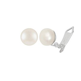 Eternal Collection Freshwater AA White Button Pearl Sterling Silver Stud Clip On Earrings 0.85 White