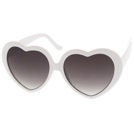 zeroUV Oversized Heart Shaped Sunglasses UV400 Cute Trendy Love Fashion Eyewear for Women 52mm (White/Lavender)