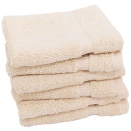 Luxury Hotel & Spa Collection, 100% Turkish Cotton 700 GSM Cloth, for Body wash, Makeup Remover & Facial Cleaning, Baby, face, Dobby Border Soft washcloths Towel Set 13" X 13", Beige, Set of 6