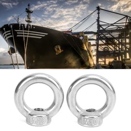 Eye Nut, 2pcs Lifting Eye Nuts Stainless Steel Eye Bolt Outdoor Water Tools for Ocean Industry Yachts Speedboats (M10) Boating Rowing Lifting Eye Nut 1/2
