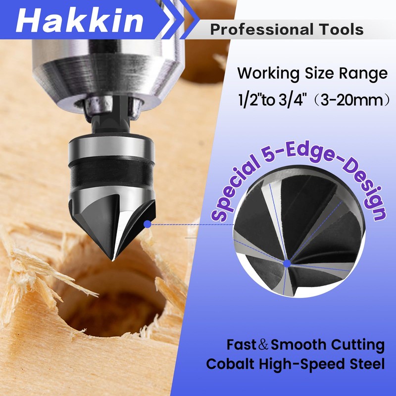 Hakkin 5Pcs Burr Removal Tool, Deburring External Chamfer Tool with