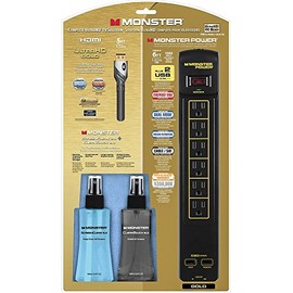 Monster - Gold Home Theater Kit Black/Gold- 1080 Jules surge power , Gold High Speed HDMI, ScreenClean, CleanTouch