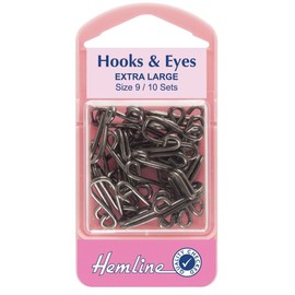 Hemline H401.9 Black/Brass Rust Proof Hook/Eyes Size 9 10 Sets in a Plastic Box