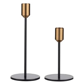 AUNMAS Candeleros para Velas, Juego de 2 Portavelas de Metal de Mesa Vintage Portavelas Decorativo para Boda Cumpleaños Día Festivo Cena Hogar Bar Decorativo
