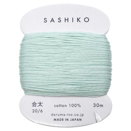 Dharma Sashiko Yarn, Card-wound COL.206 Mint, Approx. 98.8 ft (30 m), 01-2410 Light Blue