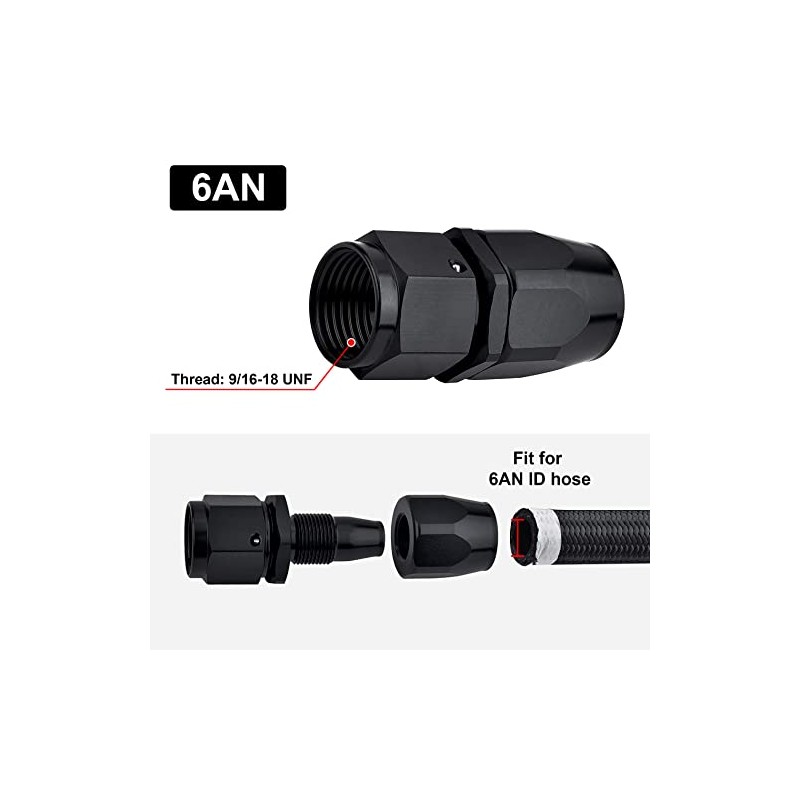 Evil Energy 6AN Hose End Fitting - 4 Pack Black