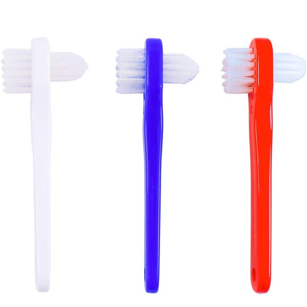 Ocircle Denture Cleaning Brush hygienic Denture Cleaner Set, T-Shaped Denture Special Toothbrush Tool, Small Hard Toothbrush, for Denture Care(Pack of 3)