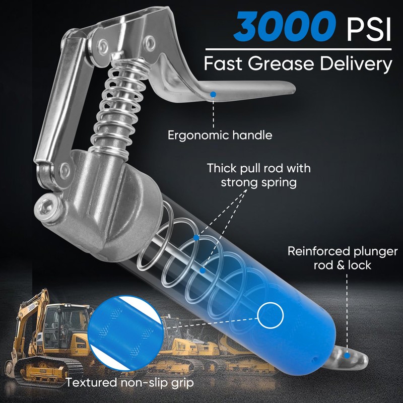 KRETLAW Mini Grease Gun (3000PSI) with Double 3oz Cartridge Grease