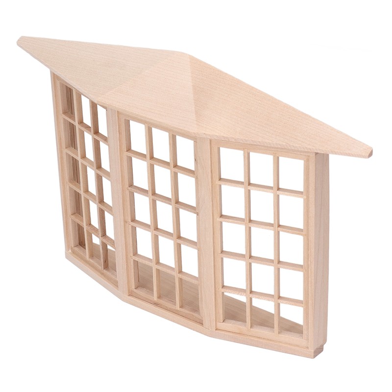 1/12 Dollhouse Bay Window Exquisite Miniature Wooden 45 Degree Corner