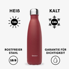 Qwetch - Originals Stainless Steel Insulated Flask 500 ml Red - Thermos Flask 24 Hours Cold & 12 Hours Hot - Leak-Proof, BPA-Free, Reusable - Perfect for Sports, Travel, Office & Hiking