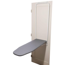 Over The Door Ironing Board Cover & Replacement Pad 42” x 14” - Italian Made for Homz Door Mounted Ironing Board with Grommets - 3 Layers - AlumiTek Coated Gray Color with Pull Bungee Cord Fit System