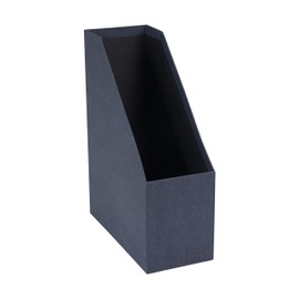 Bigso Box of Sweden Desk Organiser - Practical Document Holder Made of Fibreboard and Paper in Linen Look - Sturdy Magazine Storage with Handle - Blue