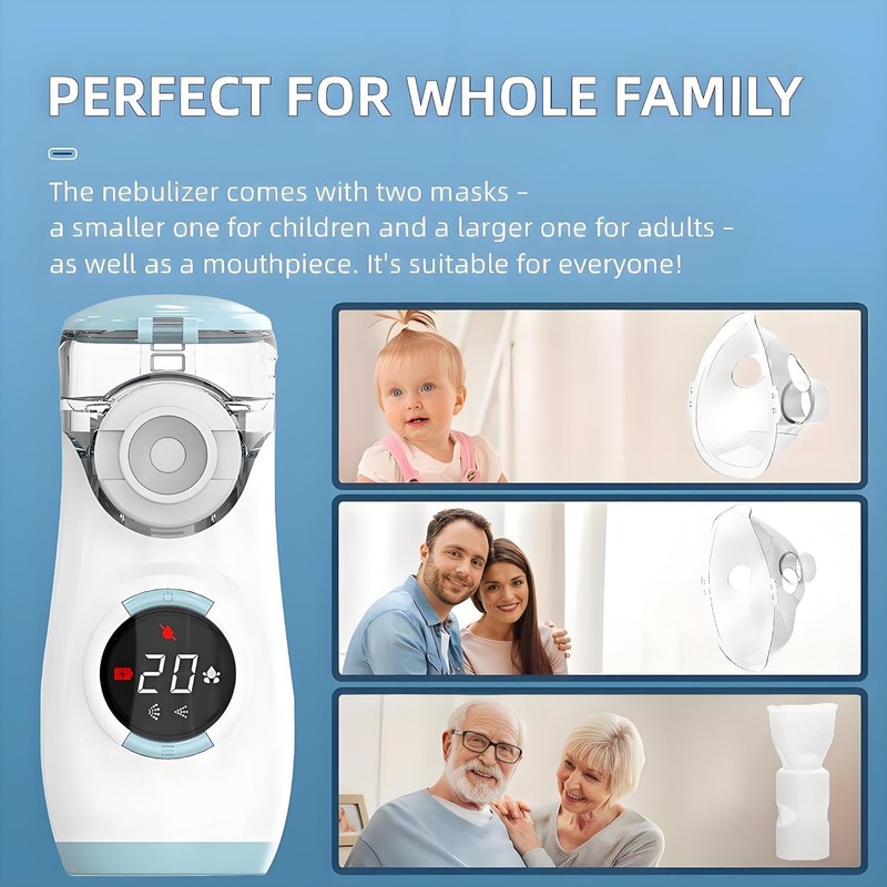 JiaoZoum Nebulizer, Portable Nebulizer with Intuitive LED Interface and Auto-Cleaning,