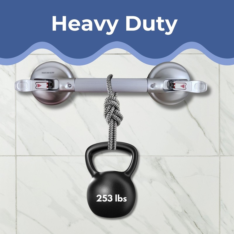 Heavy Duty Grab Bar with Large Suction Cups for Shower