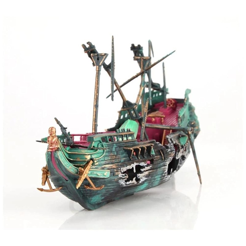 Lrtzizy Aquarium Shipwreck Decor Boat Plastic Set Resin Ship Fish
