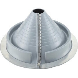Water-Tite 81495 #2 Retrofit Metal Roof Flashing, 10-3/4" Round Base with EPDM Rubber Collar, For 2" to 7-1/4" Vent Pipes, Gray