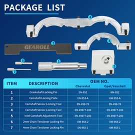 GEAROLL Turbo Engine Timing Tool Kit Camshaft Holding Alignment Locking Tool Set Compatible with 1.0L 1.2L 1.4L Chevy Cruze Vauxhall Opel More