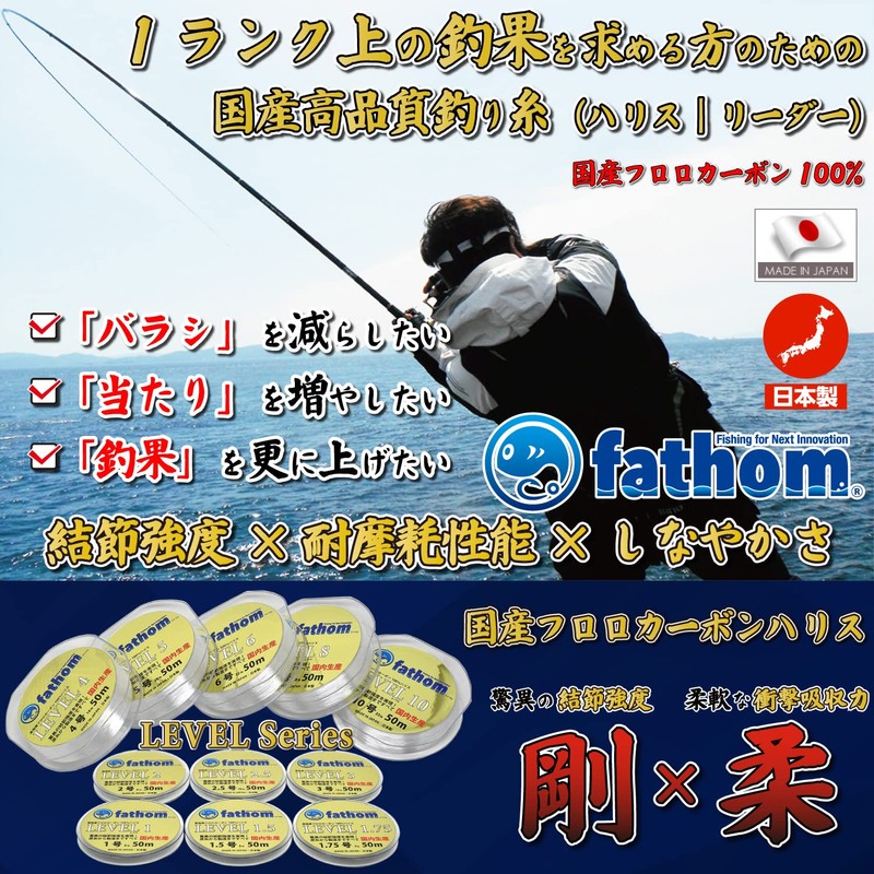 Fathom Level 2 Fluorocarbon Harris No. 2 8lb, 166.4 ft
