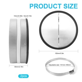 KXVXXV Plug-in Backflow Valve DN 150 mm Extractor Extractor Check Valve Galvanised Steel with Sealing Rubber Aluminium Flaps for Ventilation Duct and Air Extractor for Pipe Installation / Pipe