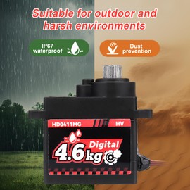 HobbyPark Waterproof Servo with Servo Mount Bracket & Arm & Steering Link Set for 1/24 Crawler Car Axial SCX24 Gladiator Bronco C10 JLU Deadbolt B17 Digital Metal Gear SCX24 Upgrades 4.6kg High Torque