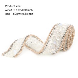 Cinta de Diamantes de Imitación de 20 Pulgadas, Rollo de Envoltura de Malla de Diamantes de 1 Pulgada, Cinta Decorativa de Cadena de Diamantes de Imitación de Cristal Hotfix para (Blanco)