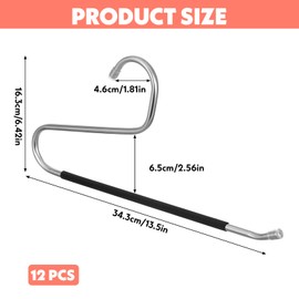 12 Pack Blanket Hangers for Closet, Tablecloth Hangers, Quilt Hanger - Heavy Duty Stainless Steel with Non-Slip Coating (13.5 Inches, Black)