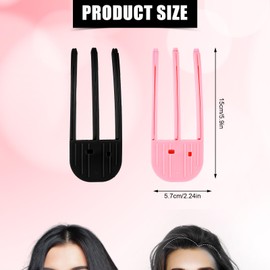 2pcs Wind Shaping Styling Combs for Fluffy Bangs, 3-Tooth Instant Hair Root Lifting Clips Easy High Crown Volume Tools for Women's Natural Voluminous Looks (Pink, Black)