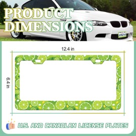 Fresh Lemon License Plate Frame - Cute Lemon Slices License Plate Holder, Rust-Proof Auto Stainless Steel Parts License Plate Cover Decoration for Standard Us 12x6 Inch
