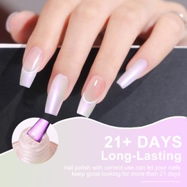 AILALUO Nail Polish with Glossy Shimmery Finish - Long Lasting Chip Resistant Formula, No U V Lamp Needed-Pastel Green with Pink Shimmer 0.35fl oz